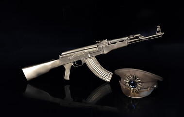Golden AK-47 Kalashnikov assault rifle