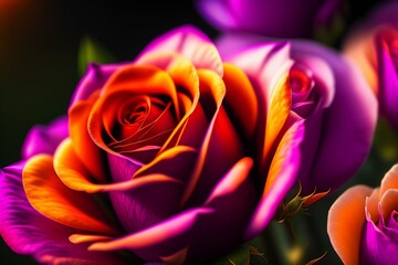 Fototapeta na wymiar Magnificent rose captured in macro. Created with generative technology.
