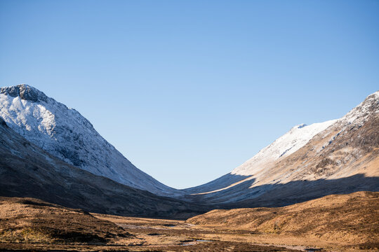 Glencoe mountains in winter of the Scottish highlands