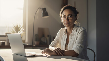Image Generated AI. Portrait of a hispanic woman entrepreneur, Generative AI