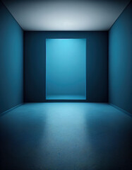 Blue empty studio room, created with generative AI