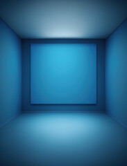 Blue empty studio room, created with generative AI