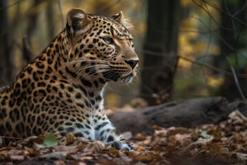 Fototapeta na wymiar a picture of a leopard in its natural environment. Generative AI