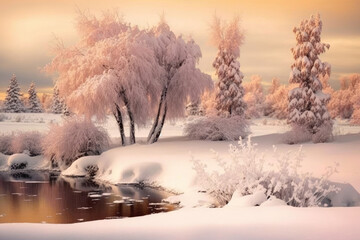 Obraz na płótnie Canvas Winter Landscape. Generative AI