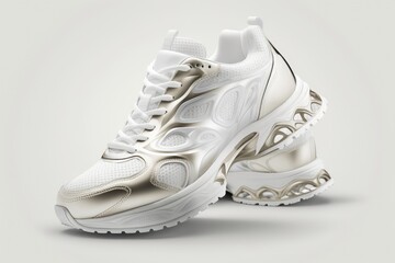 White Womens Sneakers On A White Background. Generative AI