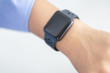 Close-ups of Hands using smart watches, Technology in use concepts