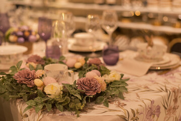 Easter. Dishes on the festive table