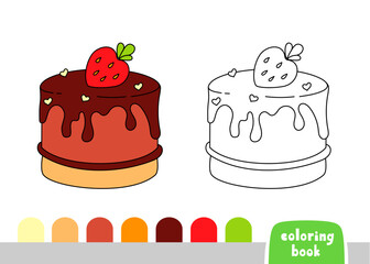 Coloring Book for Kids Cake Page for Books Magazines Vector Illustration Template