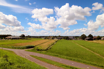 Meadows of Kortenoord and Zuidplaspolder seen from dyke along Hollandsche IJssel