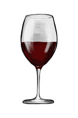 ワインの手書き油彩風の透過イラスト