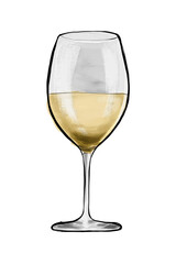 ワインの手書き油彩風の透過イラスト