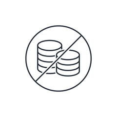 No taxes. Free money, trade. Vector linear icon isolated on white background.