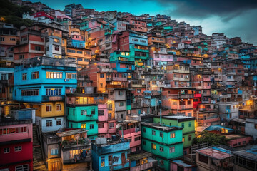 Fototapeta premium Colorful cityscapes, many homes with many colours