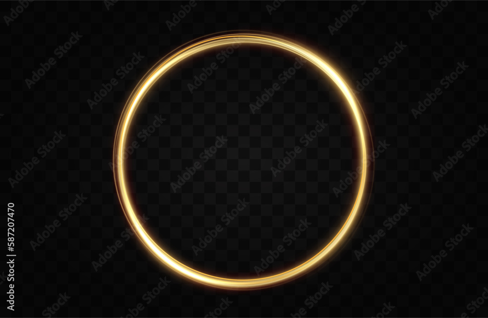 Poster golden circle with fire effects.light effect.vector.