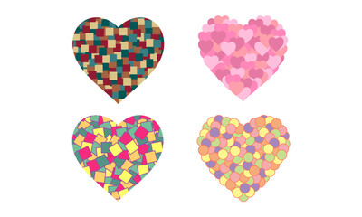 Heart-shaped pattern with textured vectors
