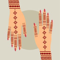 Fototapeta na wymiar Eid Henna Mehndi Hands Vector Illustration Eid Henna Hand Drawn Henna Vector Design
