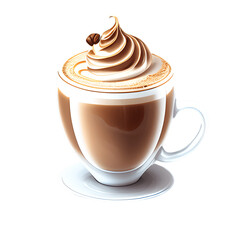 Cappuccino cup isolated on transparent background. Generative AI