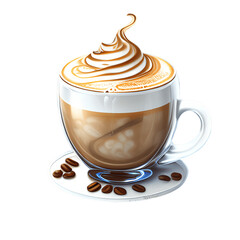 Cappuccino cup isolated on transparent background. Generative AI