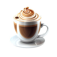 Cappuccino cup isolated on transparent background. Generative AI