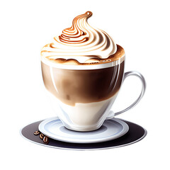 Cappuccino cup isolated on transparent background. Generative AI