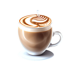 Cappuccino cup isolated on transparent background. Generative AI