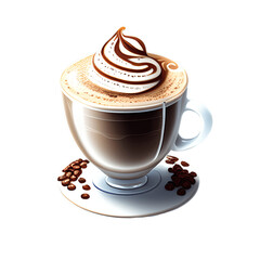 Cappuccino cup isolated on transparent background. Generative AI