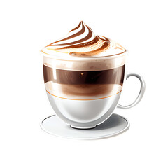 Cappuccino cup isolated on transparent background. Generative AI