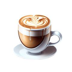 Cappuccino cup isolated on transparent background. Generative AI