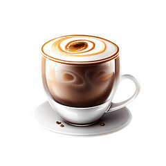 Cappuccino cup isolated on transparent background. Generative AI