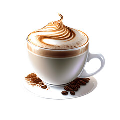 Cappuccino cup isolated on transparent background. Generative AI