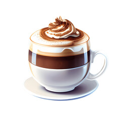 Cappuccino cup isolated on transparent background. Generative AI