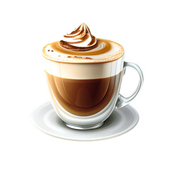 Cappuccino cup isolated on transparent background. Generative AI