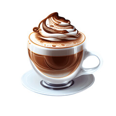 Cappuccino cup isolated on transparent background. Generative AI