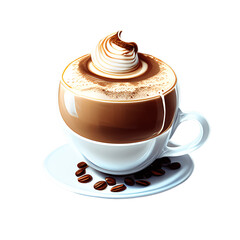 Cappuccino cup isolated on transparent background. Generative AI