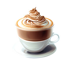 Cappuccino cup isolated on transparent background. Generative AI
