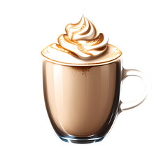 Cappuccino cup isolated on transparent background. Generative AI	
