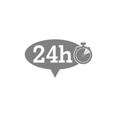 Clock 24 hours icon isolated on transparent background