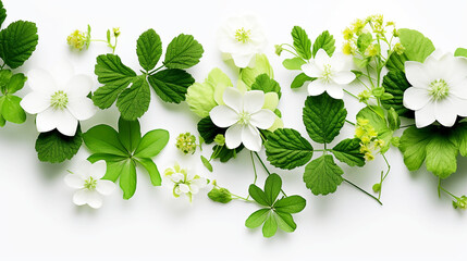 Fototapeta na wymiar green flowers, white background, masterpiece, high quality, 8k 
