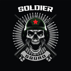 Fototapeta premium Vector illustration of military skull with premium quality stock vector