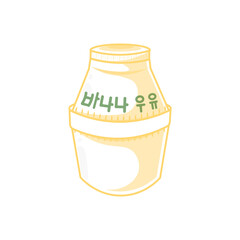 Korean Banana Milk Simple Line Art Illustration Logo