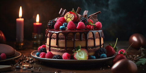 Fototapeta na wymiar birthday cake Delicious Food Photography Generative AI