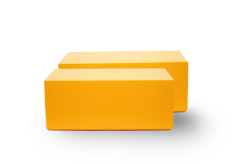 Two yellow carton box mockups on yellow background