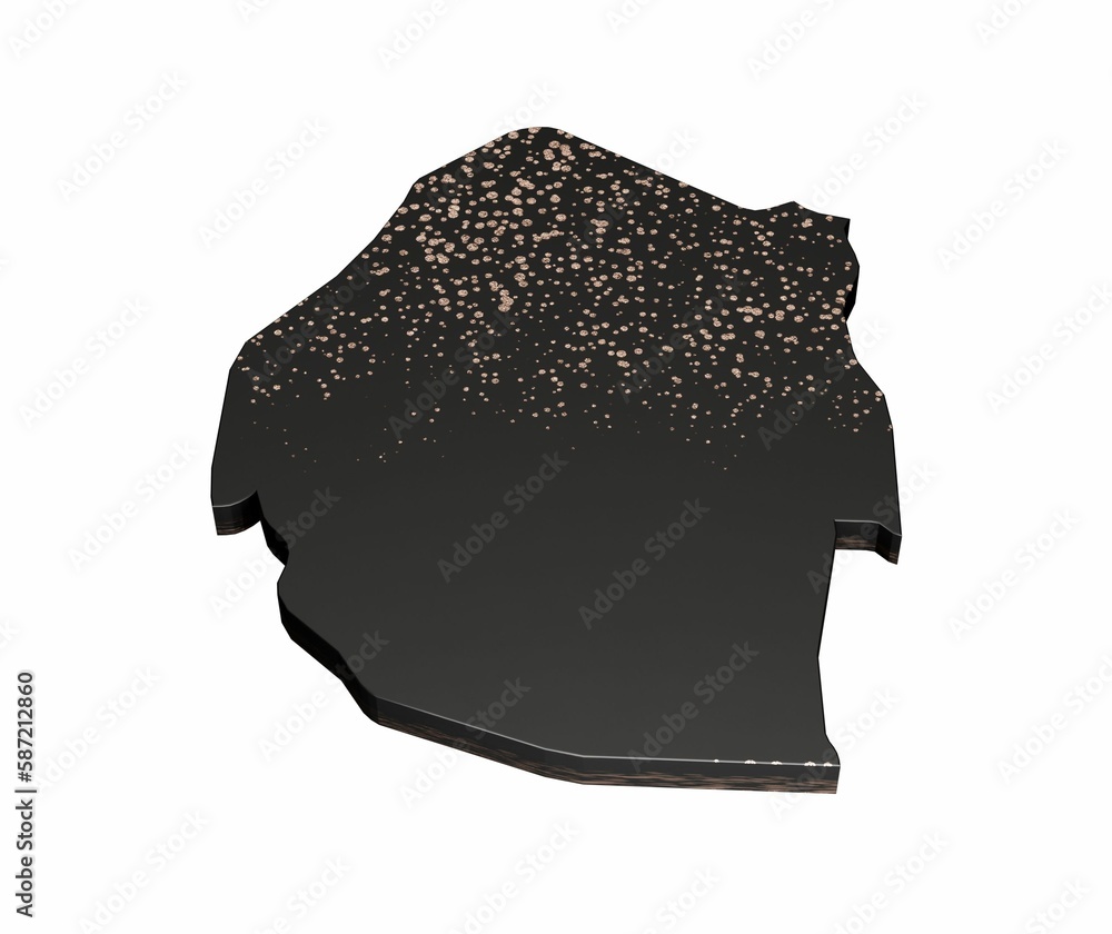Poster 3d rendering of a black eswatini map icon isolated on white background