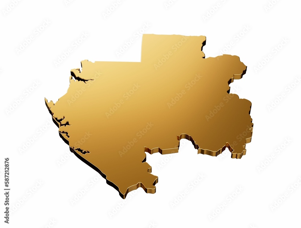 Poster 3d rendering of a golden gabon map icon isolated on white background