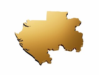 3d rendering of a golden Gabon map icon isolated on white background
