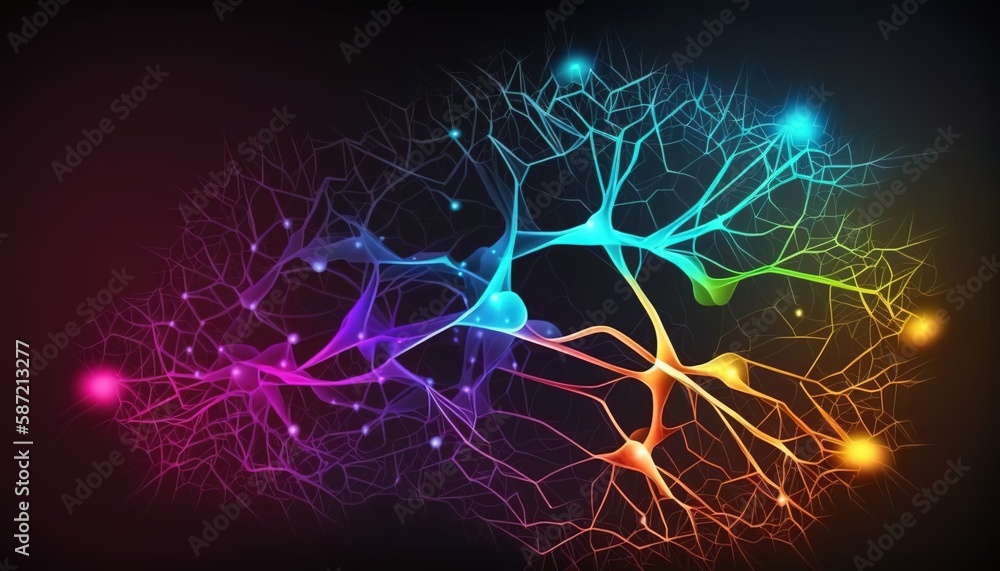 Poster illustration neon plexus backdrop with abstract colors generative ai