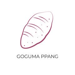 Korean Mochi Or Goguma Ppang Simple Line Art Illustration Logo