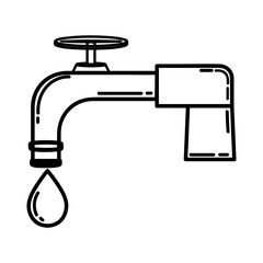 Icons. Ecology. Eco faucet with water. Pure water. Icon in modern style. Linear style.