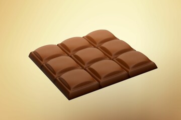 3D rendering of a milk chocolate bar on a yellow background