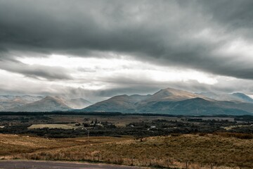 Beautiful shot of the rural hills of Ben Nevis Viewpoint in rural Fort William, Scotland